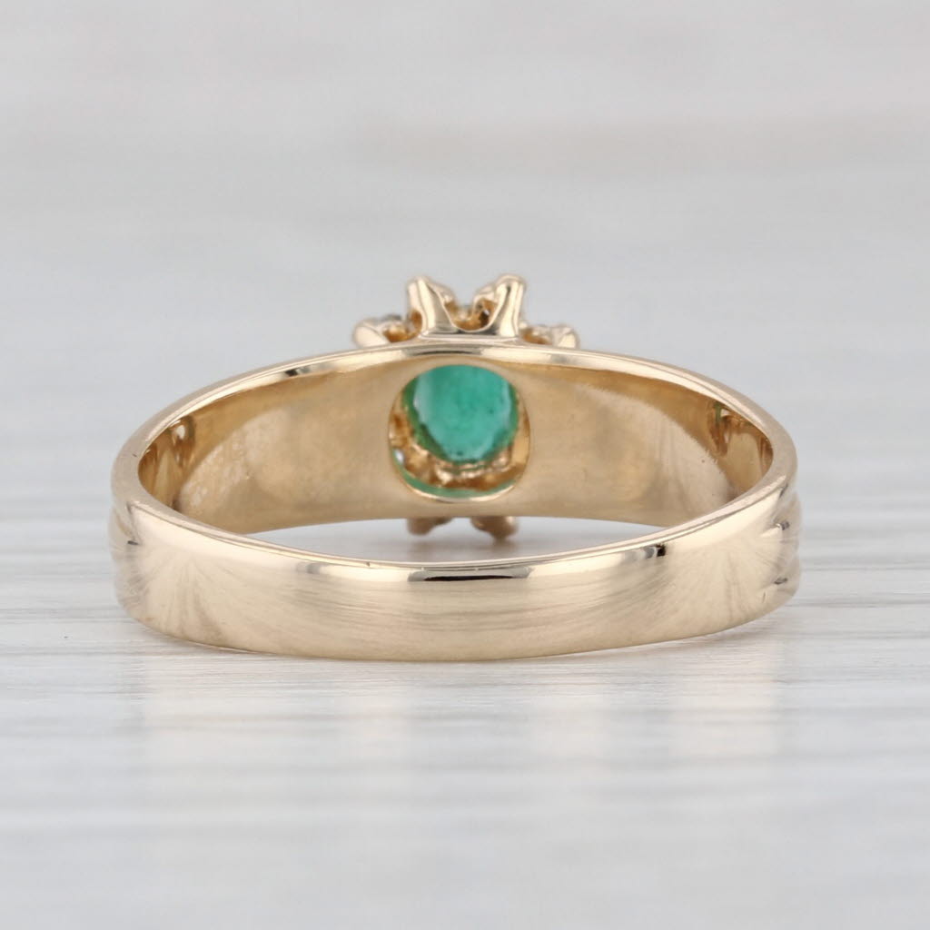 0.29ctw Emerald Diamond Halo Ring 14k Yellow Gold Size 7.5