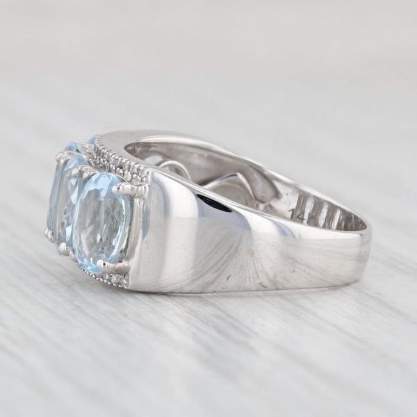 Light Gray 7.65ctw Aquamarine Diamond Ring 14k White Gold Size 7