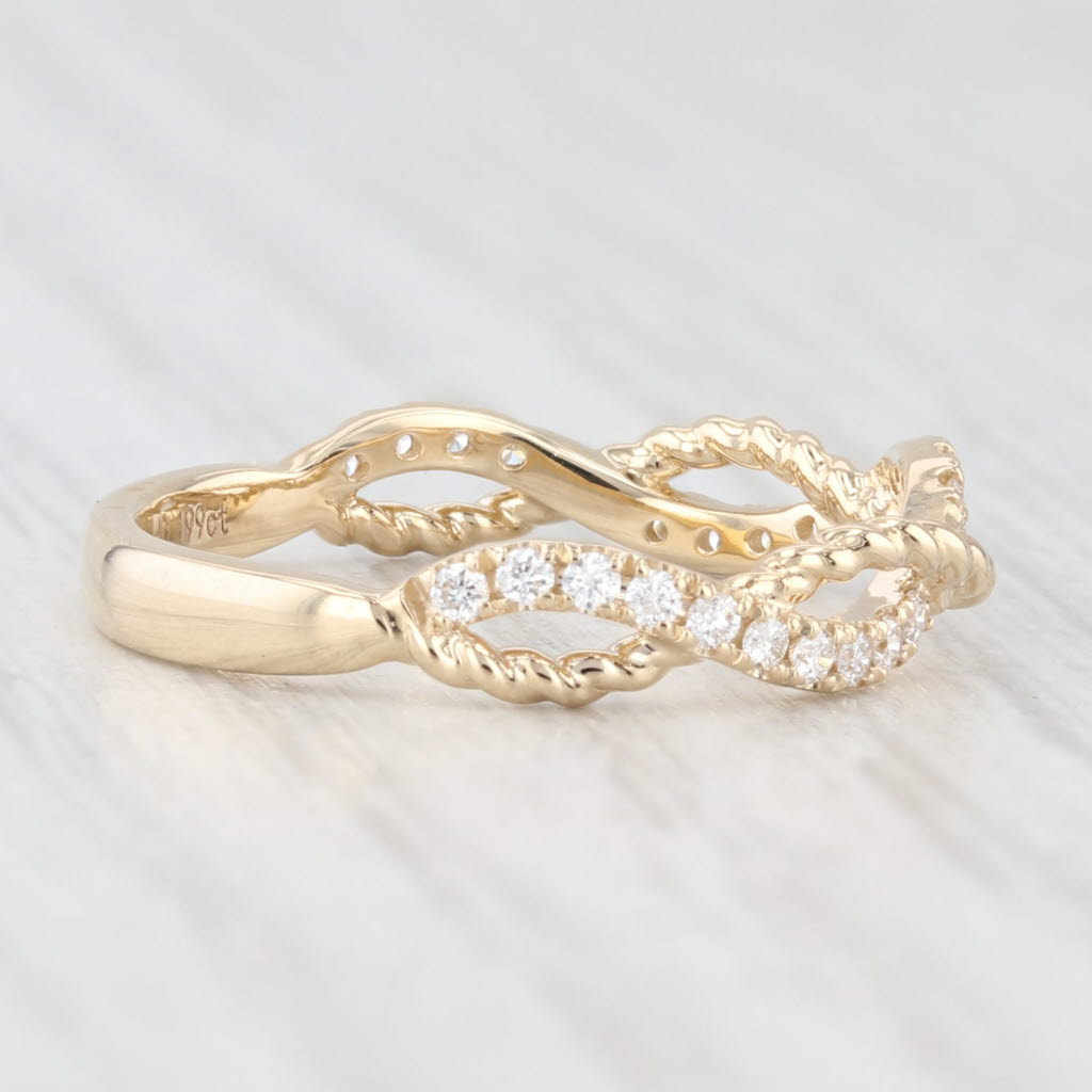Light Gray New 0.20ctw Woven Diamond Wedding Band 14k Yellow Gold Stackable Ring Size 6.5