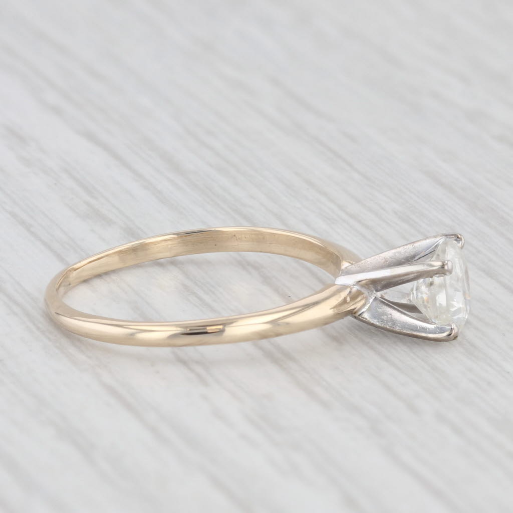 Light Gray 0.85ctw Round Diamond Solitaire Enagement Ring 10k Yellow White Gold Size 8.5