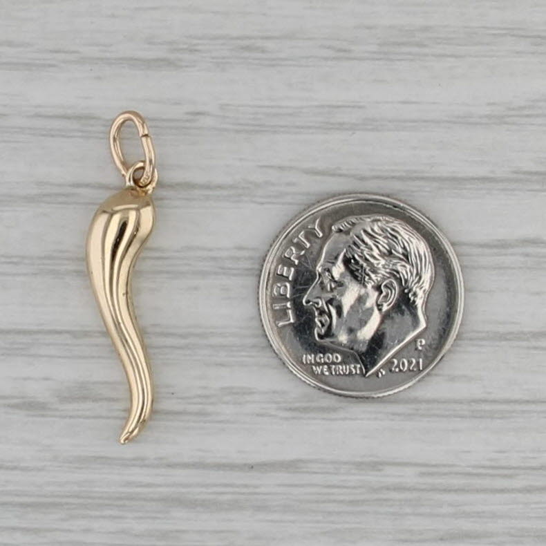 Italian Horn Pendant 14k Yellow Gold Talisman Charm