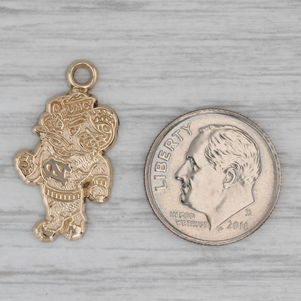 Gray UNC University North Carolina Rameses Ram Mascot Pendant 14k Gold Charm