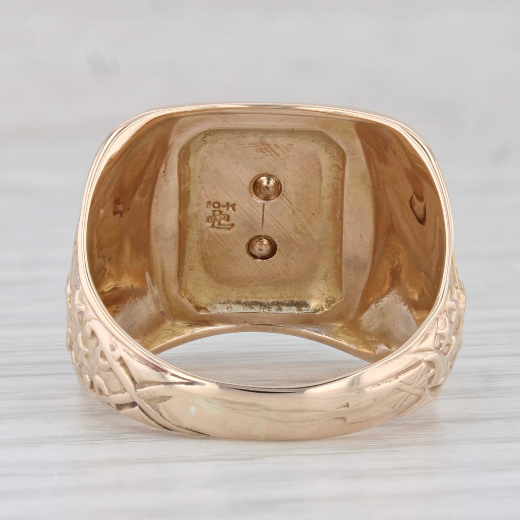 Light Gray VFW Past Post Commander Cross Signet Ring 10k Gold Veterans Foreign Wars