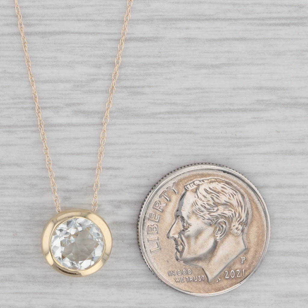 Gray New 1.20ct Prasiolite Round Solitaire Pendant Necklace 10k Yellow Gold 18"