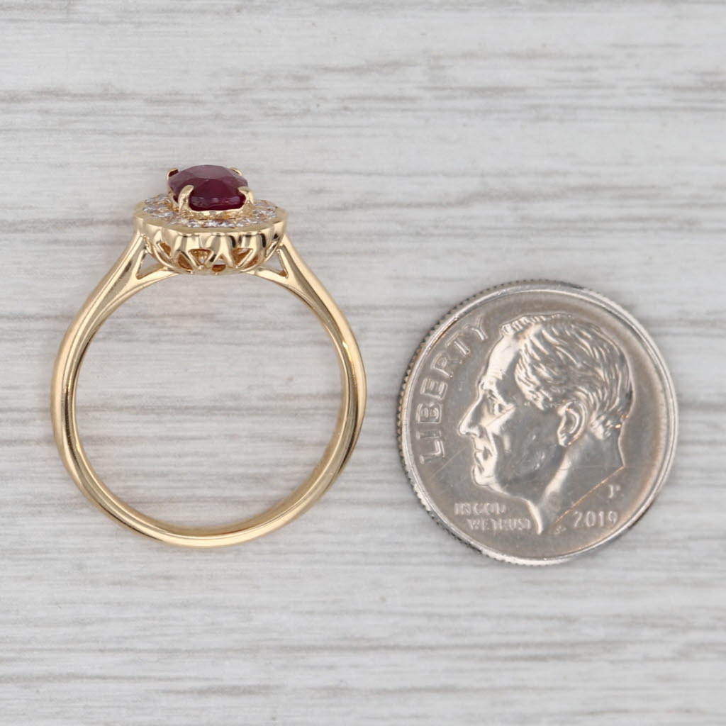 Gray 1.34ctw Ruby Diamond Halo Ring 18k Yellow Gold Size 6 Engagement AIGS