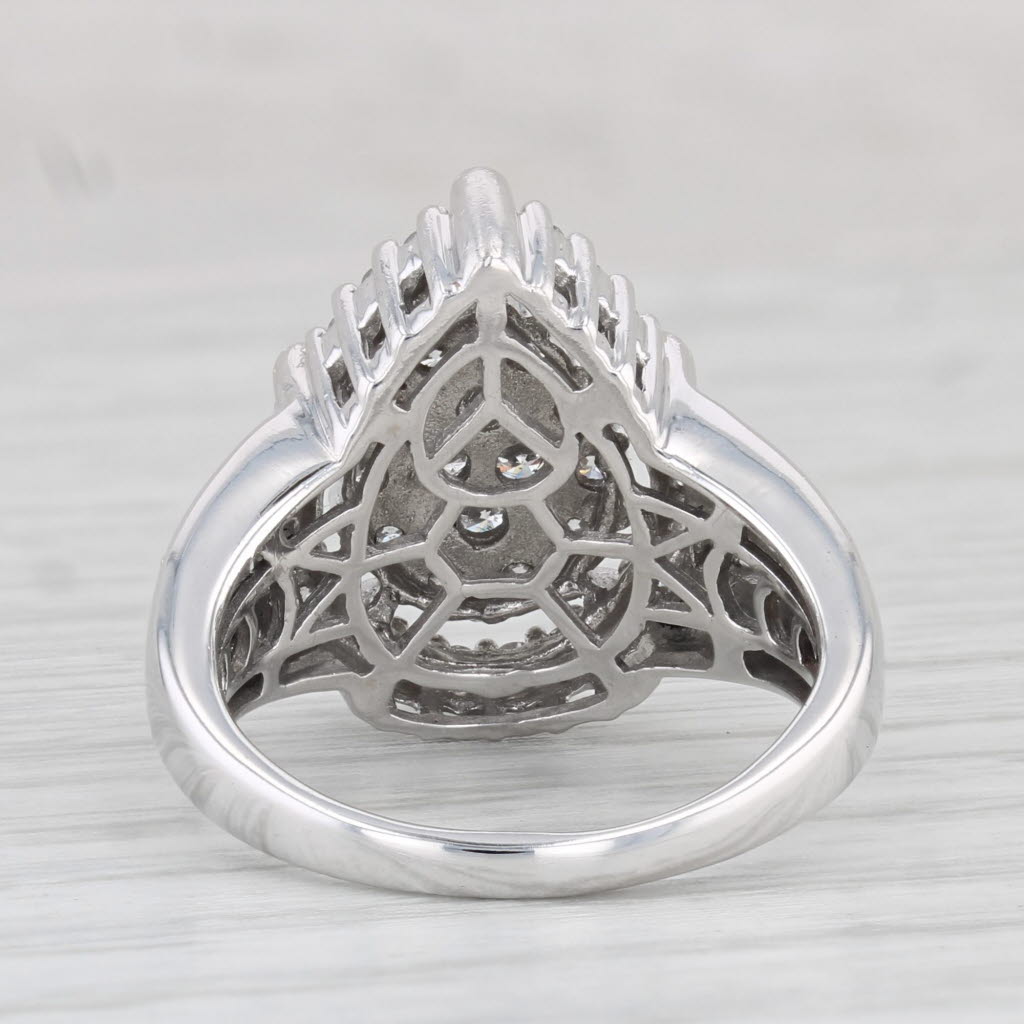 Light Gray 0.86ctw Diamond Cluster Teardrop Halo Ring 10k White Gold Size 6 Engagement