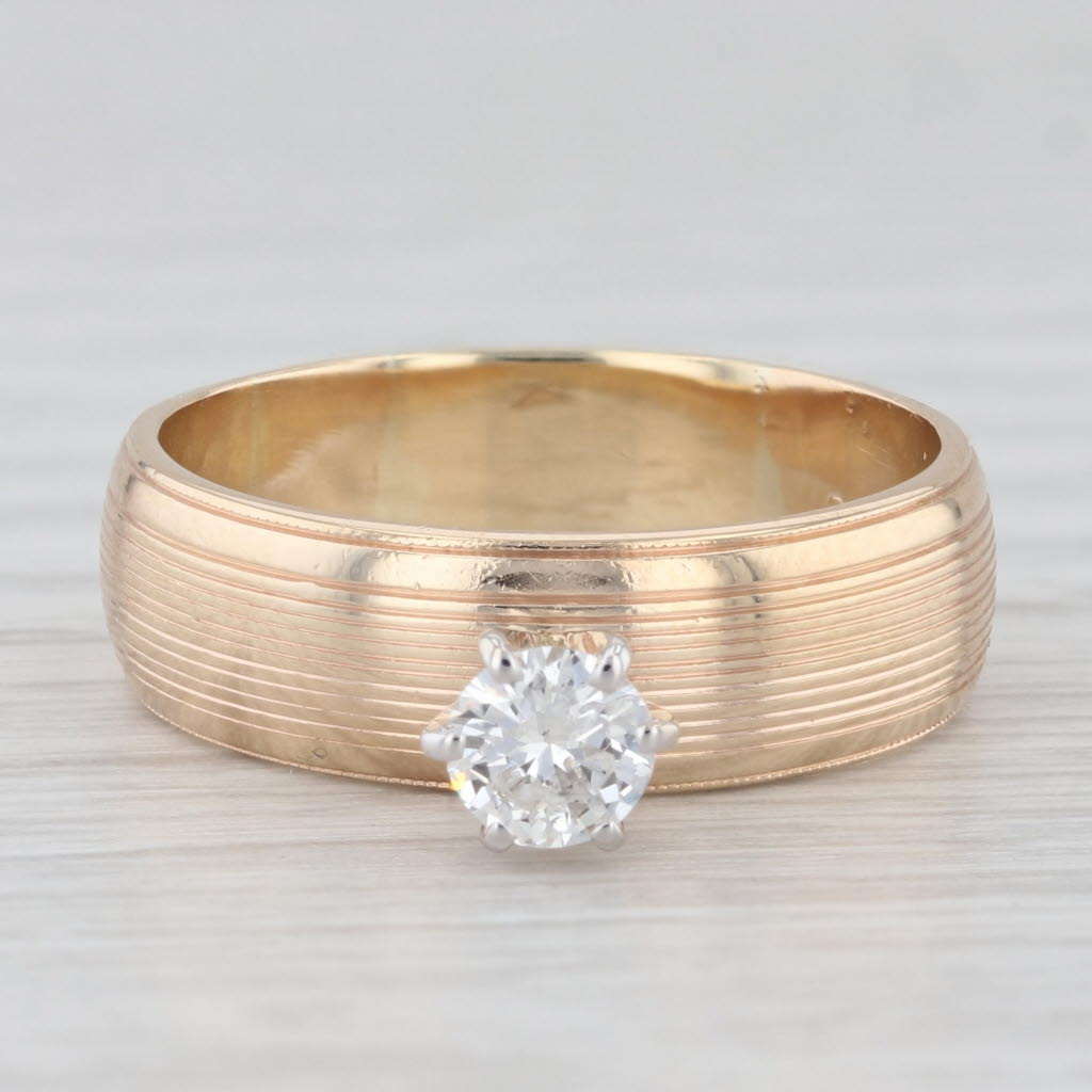 Light Gray 0.33ct Round Solitaire Diamond Engagement Ring 14k Yellow Gold Size 8