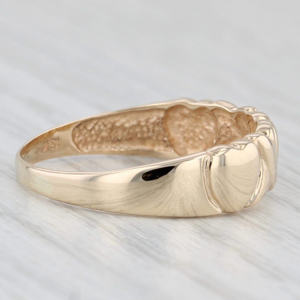 Light Gray XO Heart Ring 14k Yellow Gold Size 8 Stackable Band