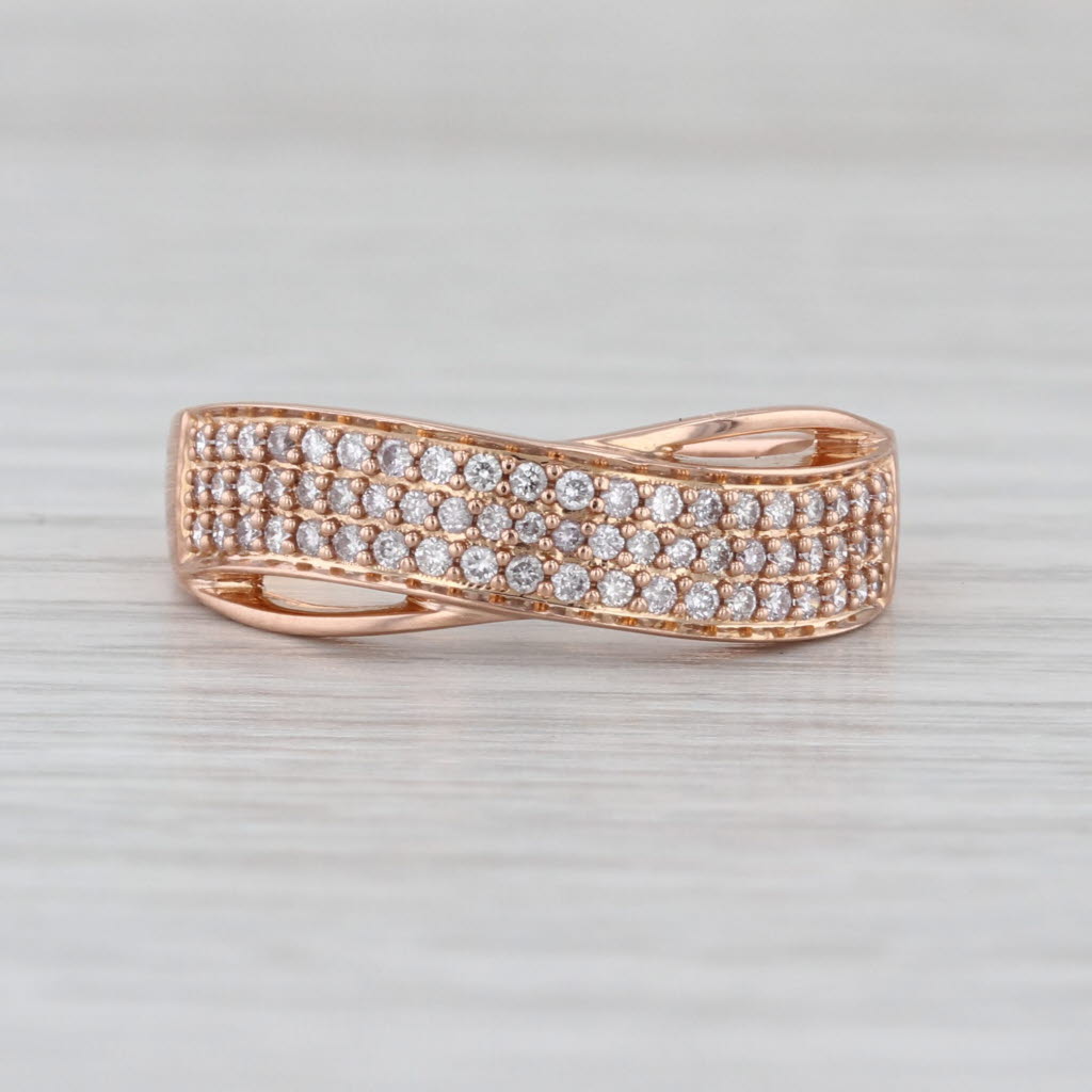0.33ctw Pave Diamond Overlay Bypass Ring 18k Rose Gold Wedding Anniversary Band