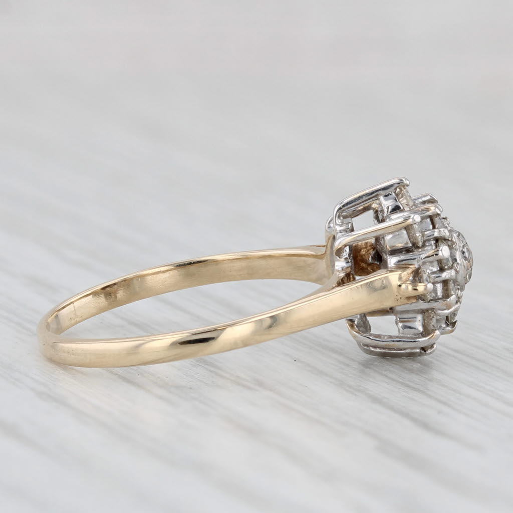 Light Gray 0.32ctw Diamond Flower Cluster Ring 10k White Yellow Gold Size 6.75