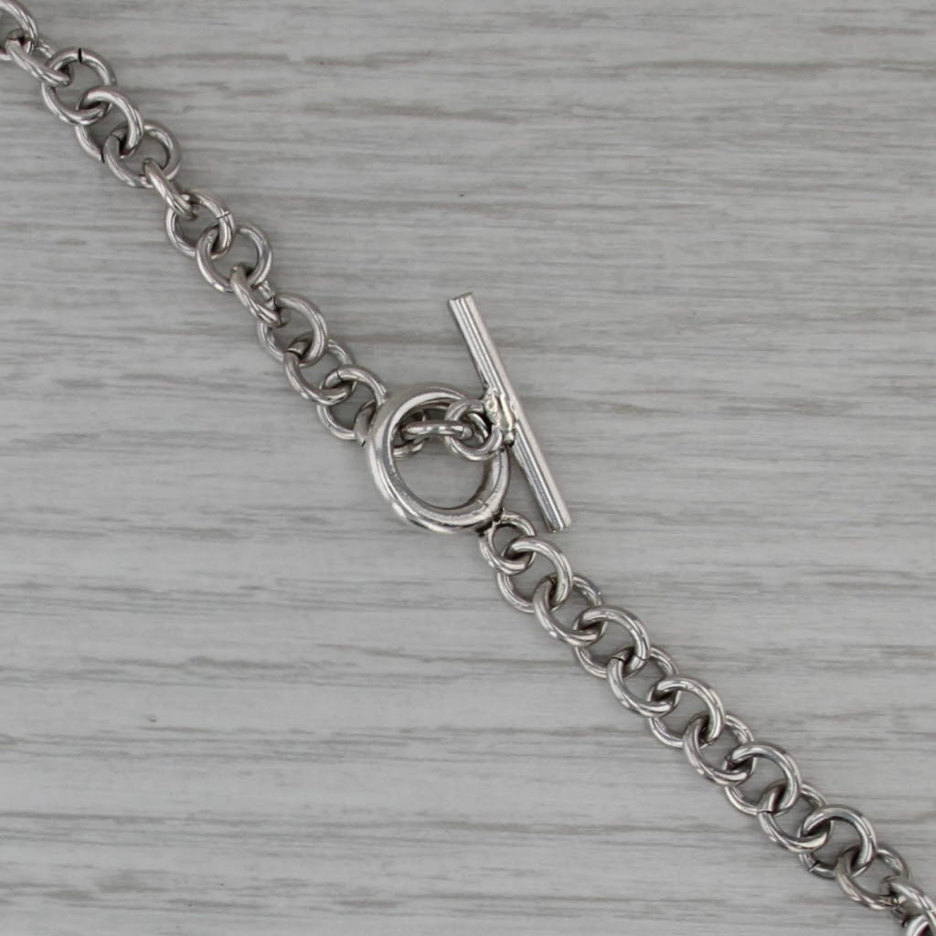 Large Circle Link Statement Necklace Sterling Silver Toggle Clasp 19.25"