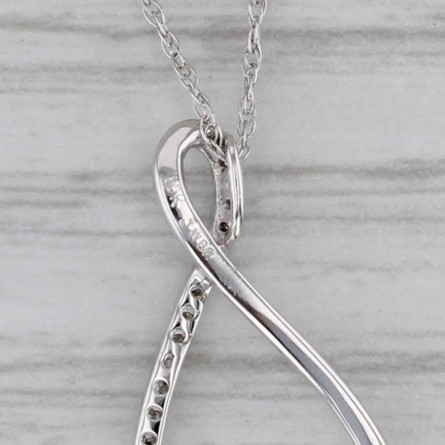 Gray New 0.10ctw Diamond Teardrop Figure 8 Pendant Necklace 10k White Gold 18"