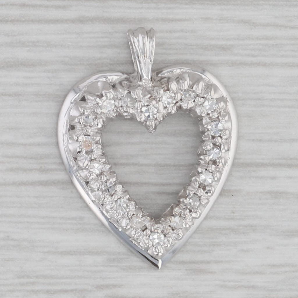 Gray 0.15ctw Diamond Open Heart Pendant 14k White Gold