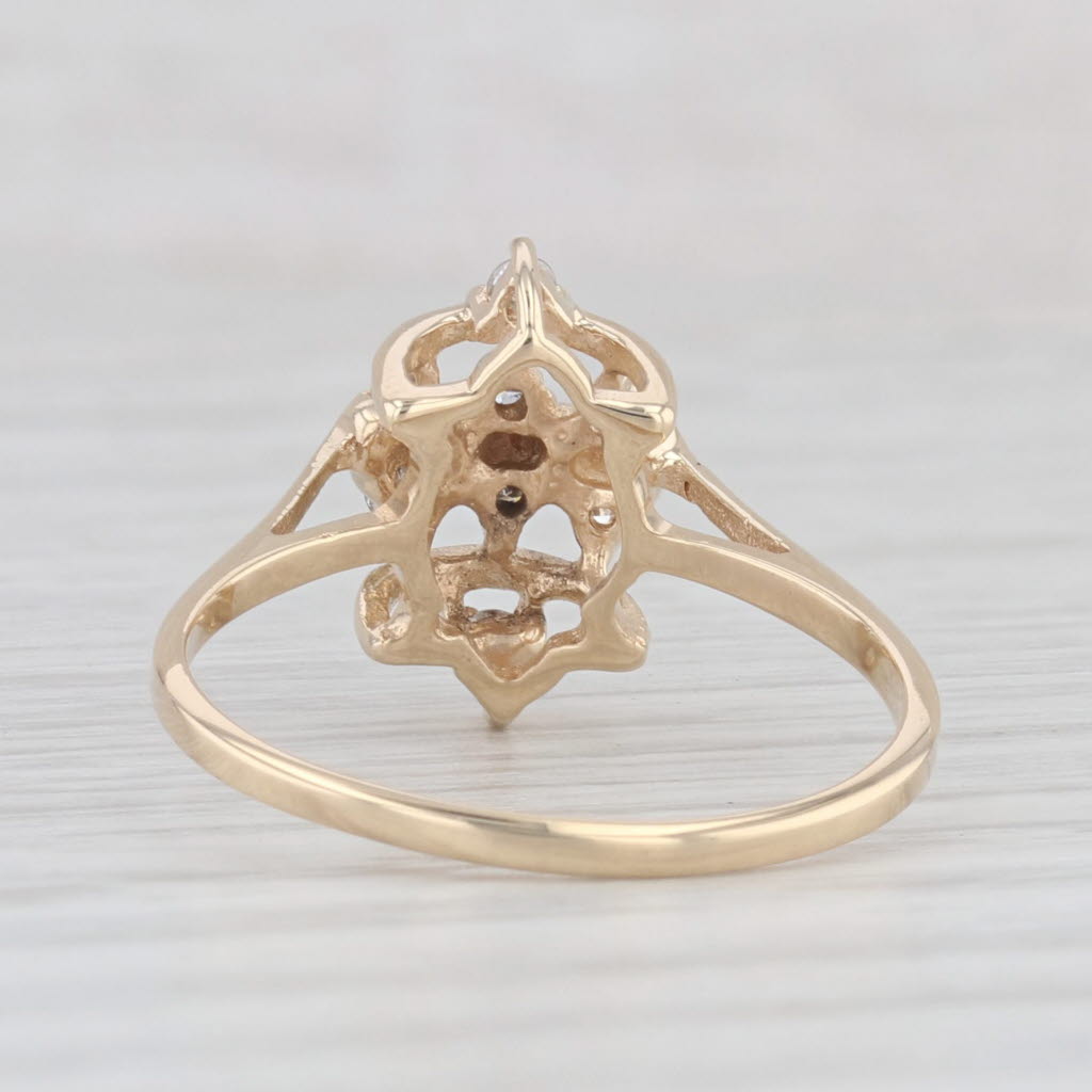 Light Gray 0.12ctw Diamond Cluster Ring 14k Yellow Gold Size 6