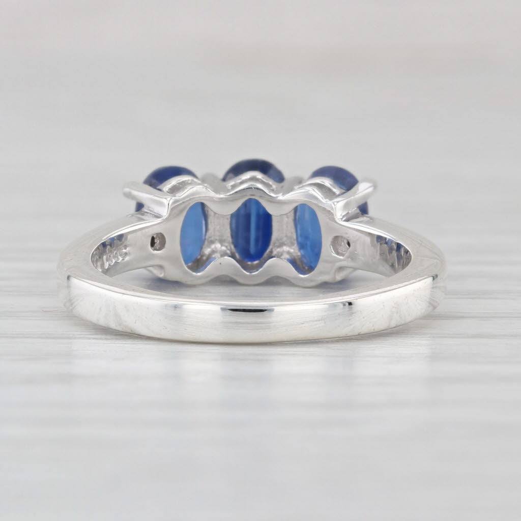 1.75ctw Oval 3-Stone Blue Kyanite Ring Sterling Silver Size 6