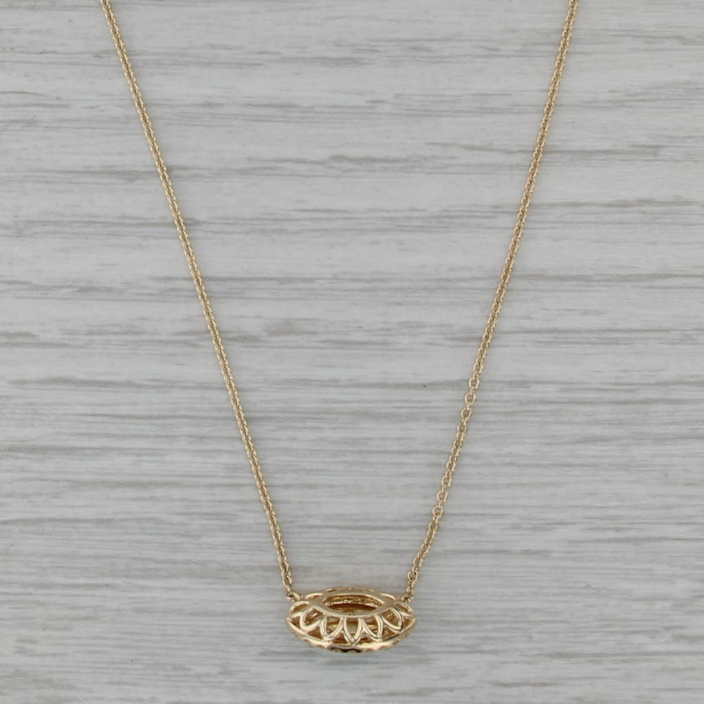 New Opal Diamond Halo Pendant Necklace 14k Yellow Gold 16" 18" Cable Chain
