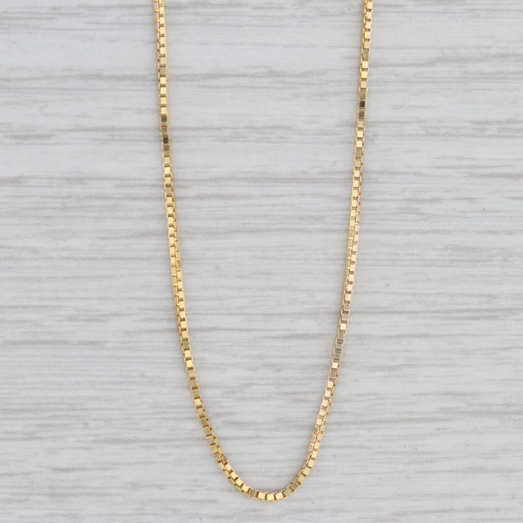 Light Gray 24" Box Chain Necklace 14k Yellow Gold 1.1mm