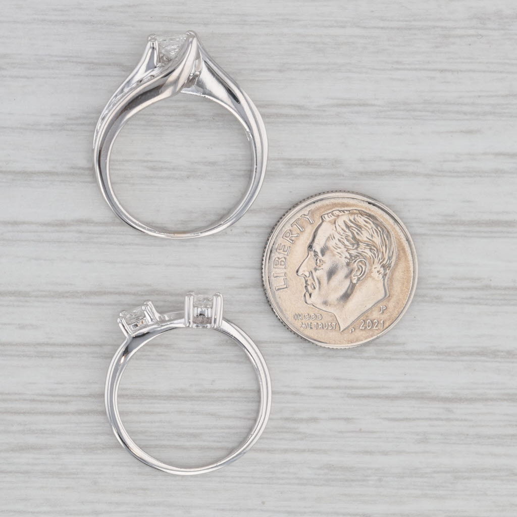 Gray 0.91ctw Diamond Engagement Ring Wedding Band Jacket Bridal Set 14k Gold Size 5