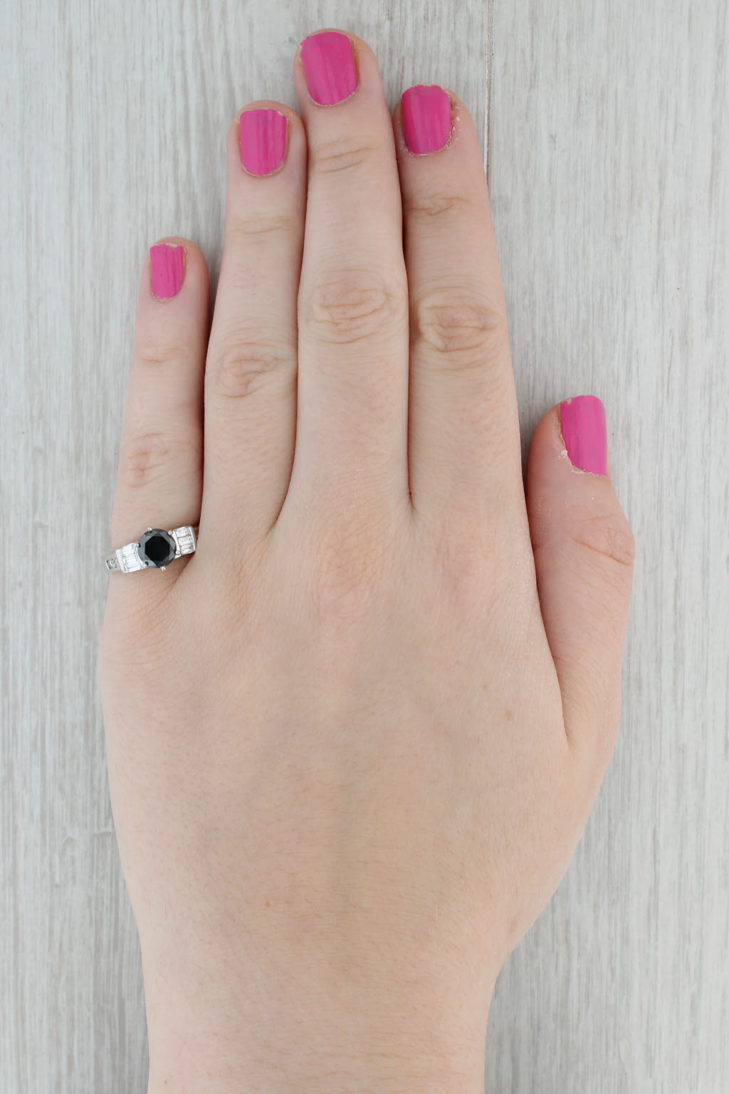 Gray 1.83ctw Black White Diamond Ring 14k White Gold Size 7 Engagement