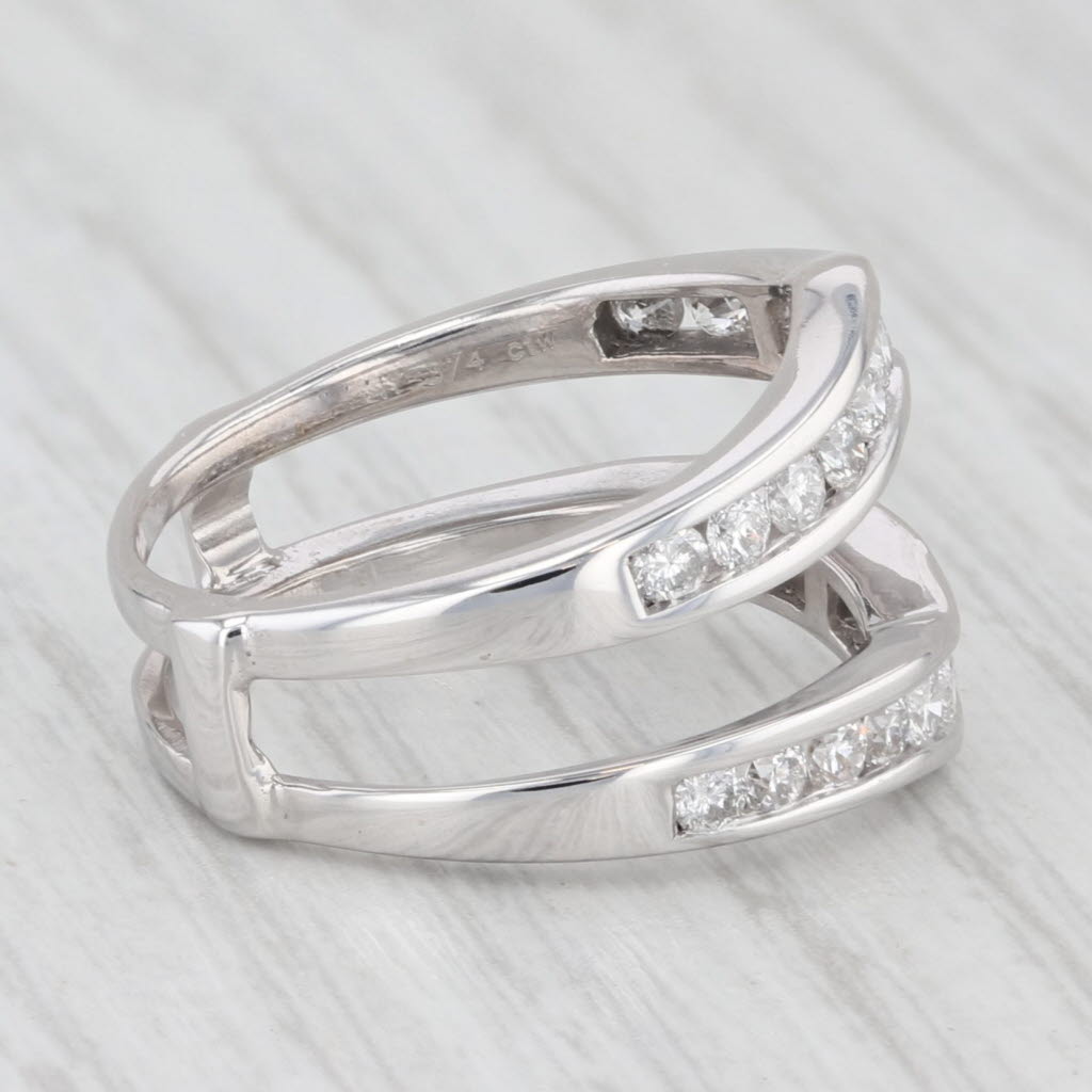 Light Gray 0.74ctw Diamond Wedding Band Jacket Guard Ring 14k White Gold Size 6