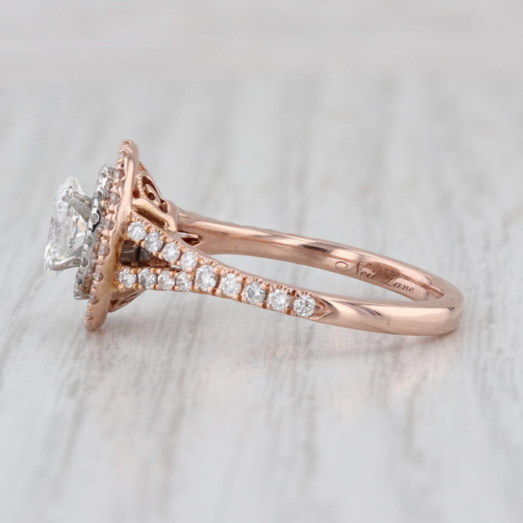 Neil Lane 1.32ctw Diamond Halo Engagement Ring 14k Rose White Gold Size 6.75