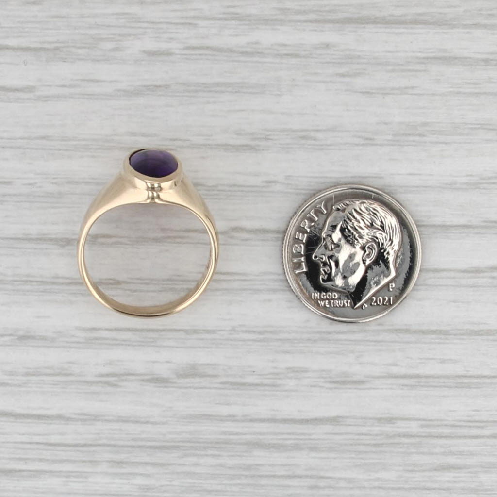 2.50ct Oval Amethyst Bezel Set Solitaire Ring 10k Yellow Gold Size 5