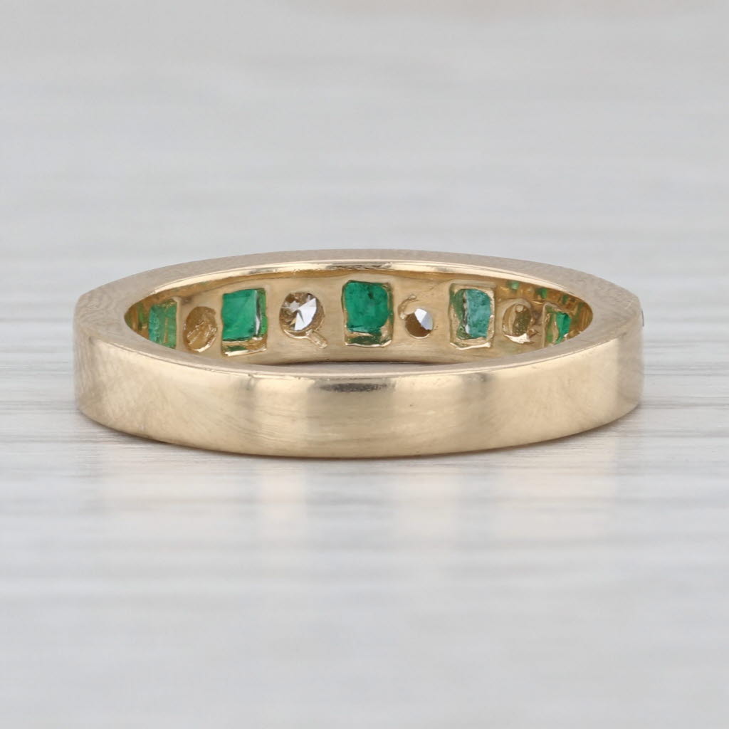 0.65ctw Emerald Diamond Wedding Band 14k Yellow Gold Size 6.75 Stackable Ring
