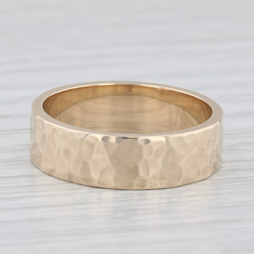 Light Gray James Avery Amore Band 14k Yellow Gold Hammered Finish Wedding Ring Size 10