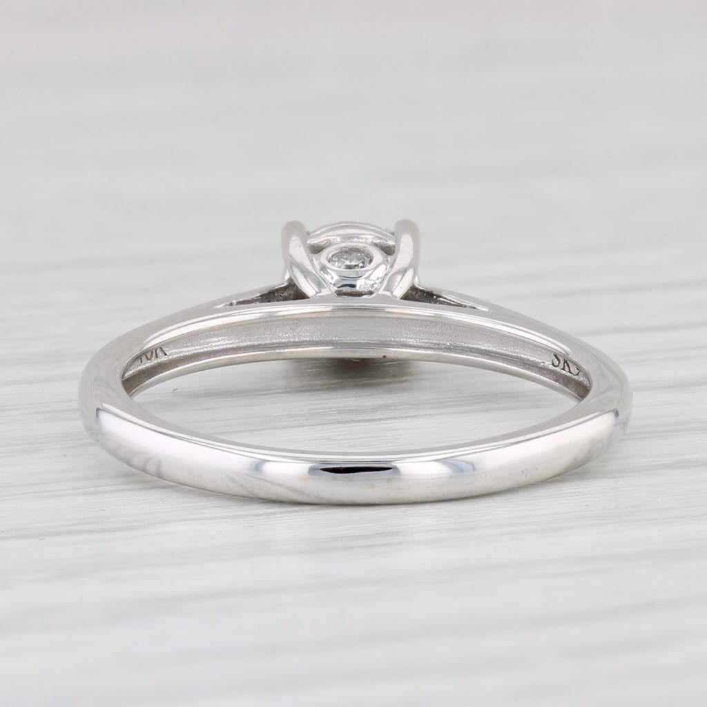 Light Gray 0.16ctw Round Diamond Solitaire Engagement Ring 10k White Gold Size 7