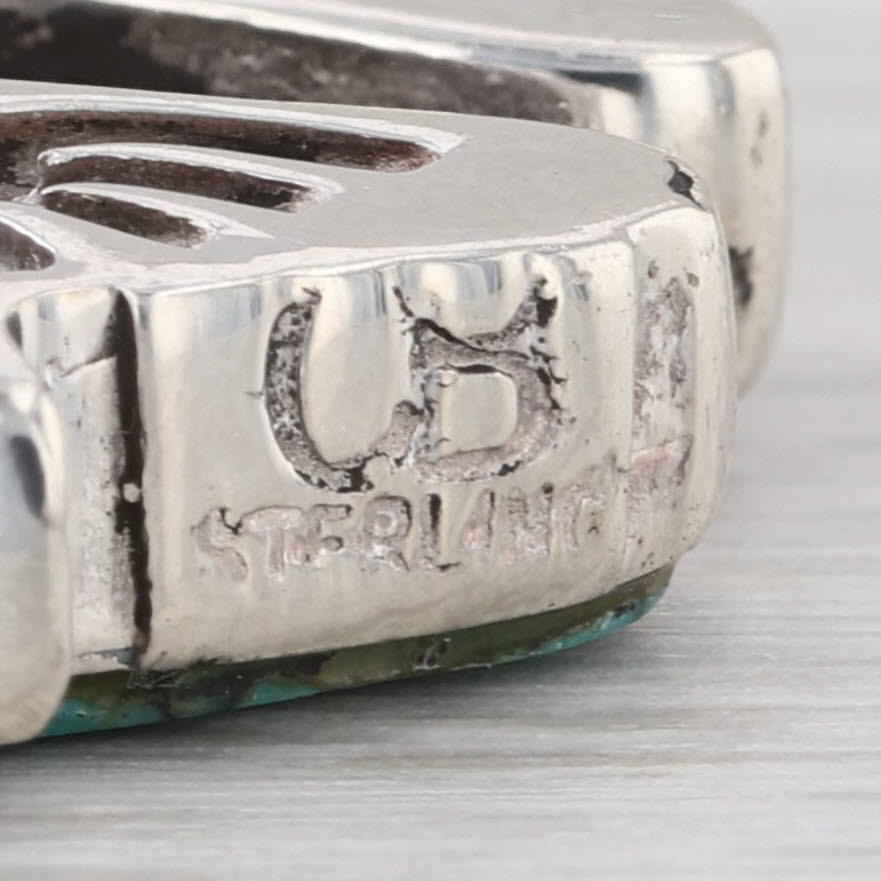 Native American Southwestern Bear Pendant Sterling Silver Stone Mosaic Charm