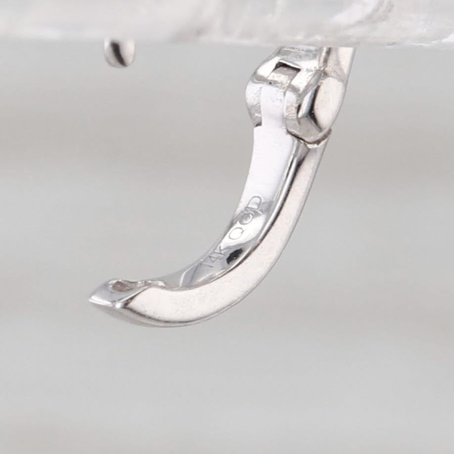 Diamond Mini Hoop Huggie Earrings 14k White Gold Round Hoops Hinged 9.7x1.4mm