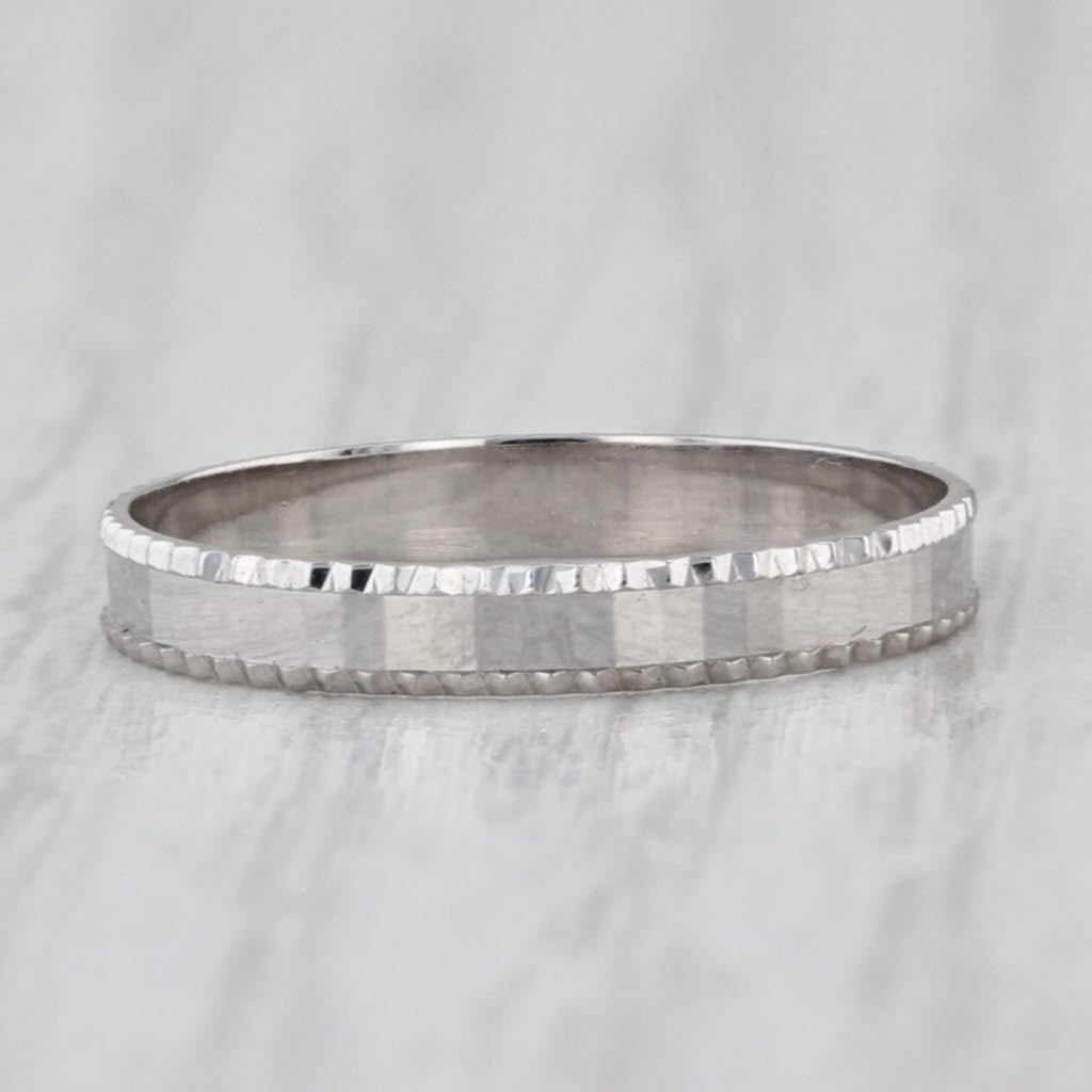 Milor Italy Women's Wedding Ring 18k White Gold Size 6 Ring Beveled Edge