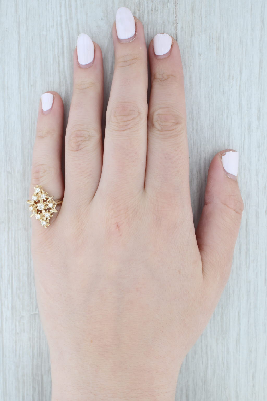 Gray 0.36ctw Diamond Cluster Ring 14k Yellow Gold Size 6.25 Cocktail