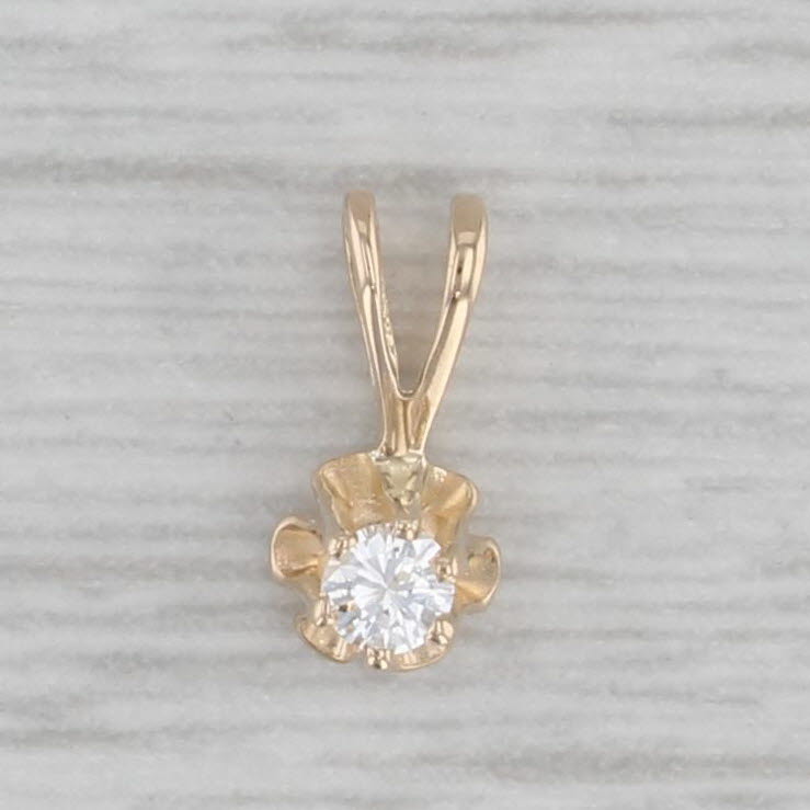 Gray Small Diamond Solitaire Pendant 14k Yellow Gold