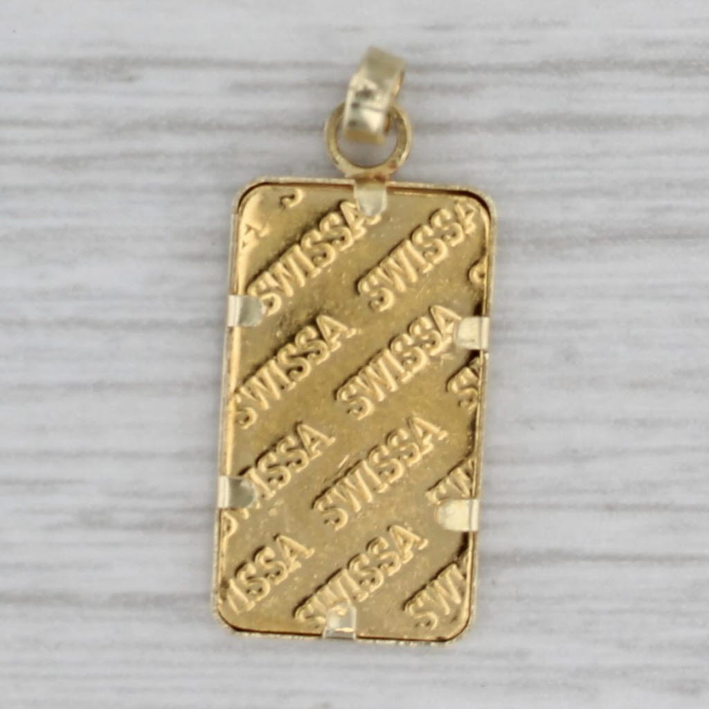 Gray 1 Gram 999 Fine Gold Swiss Bar Pendant Swissa small Drop
