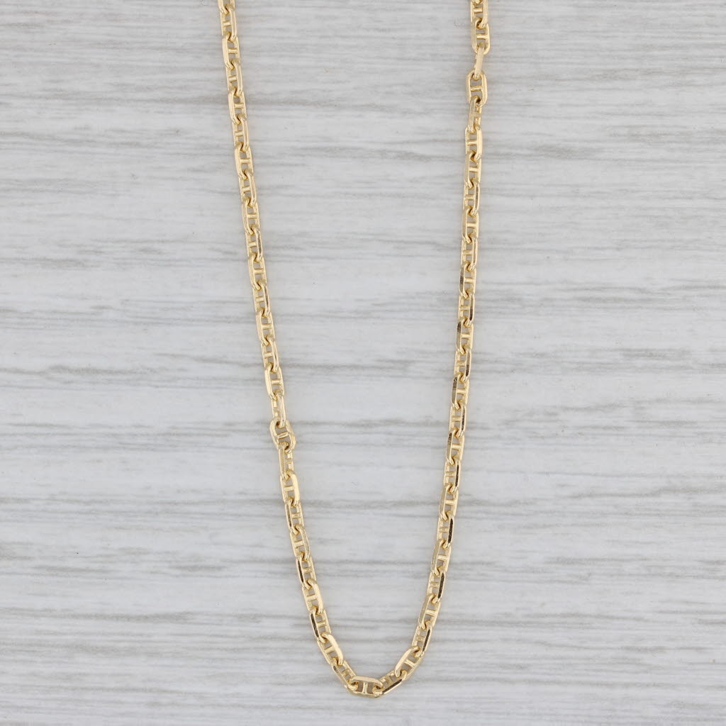 Gray Long Anchor Mariner Chain Necklace 23.5" 2.1mm