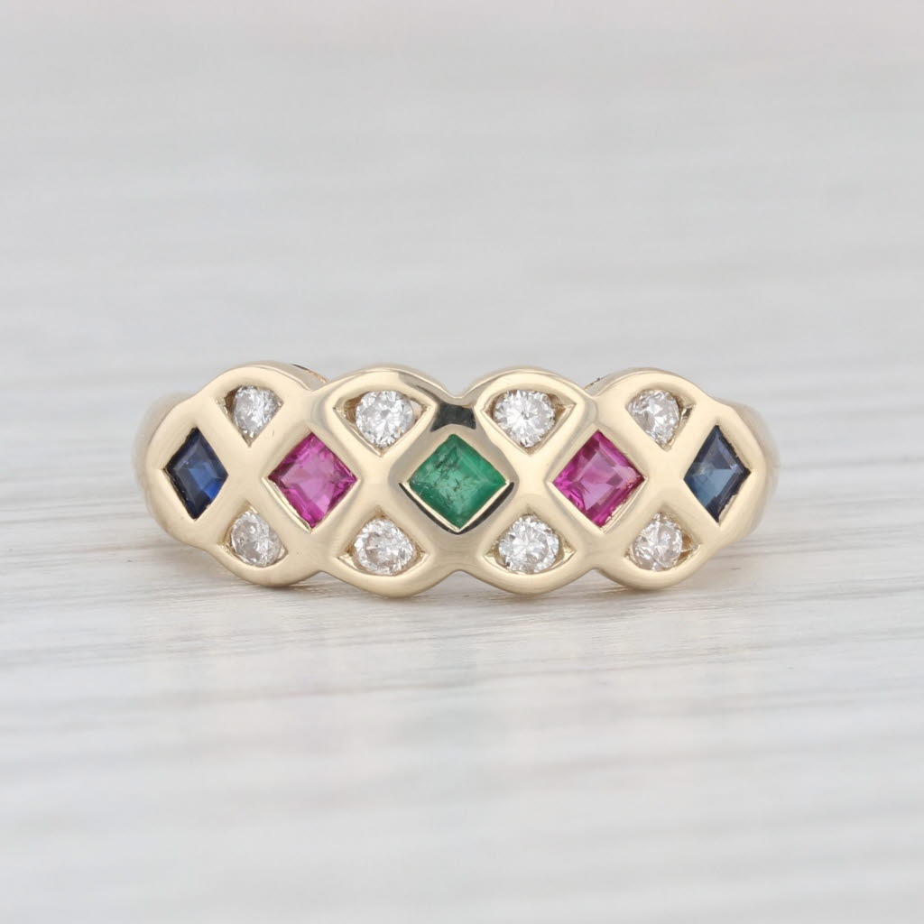 Light Gray 0.43ctw Gemstone Ring 14k Yellow Gold Size 6.25 Emerald Ruby Sapphire Diamond