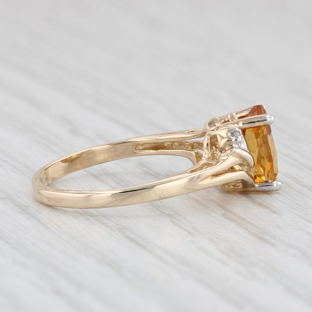 Light Gray 1ct Pear Citrine Solitaire Ring 10k Yellow Gold Size 7 Diamond Accents