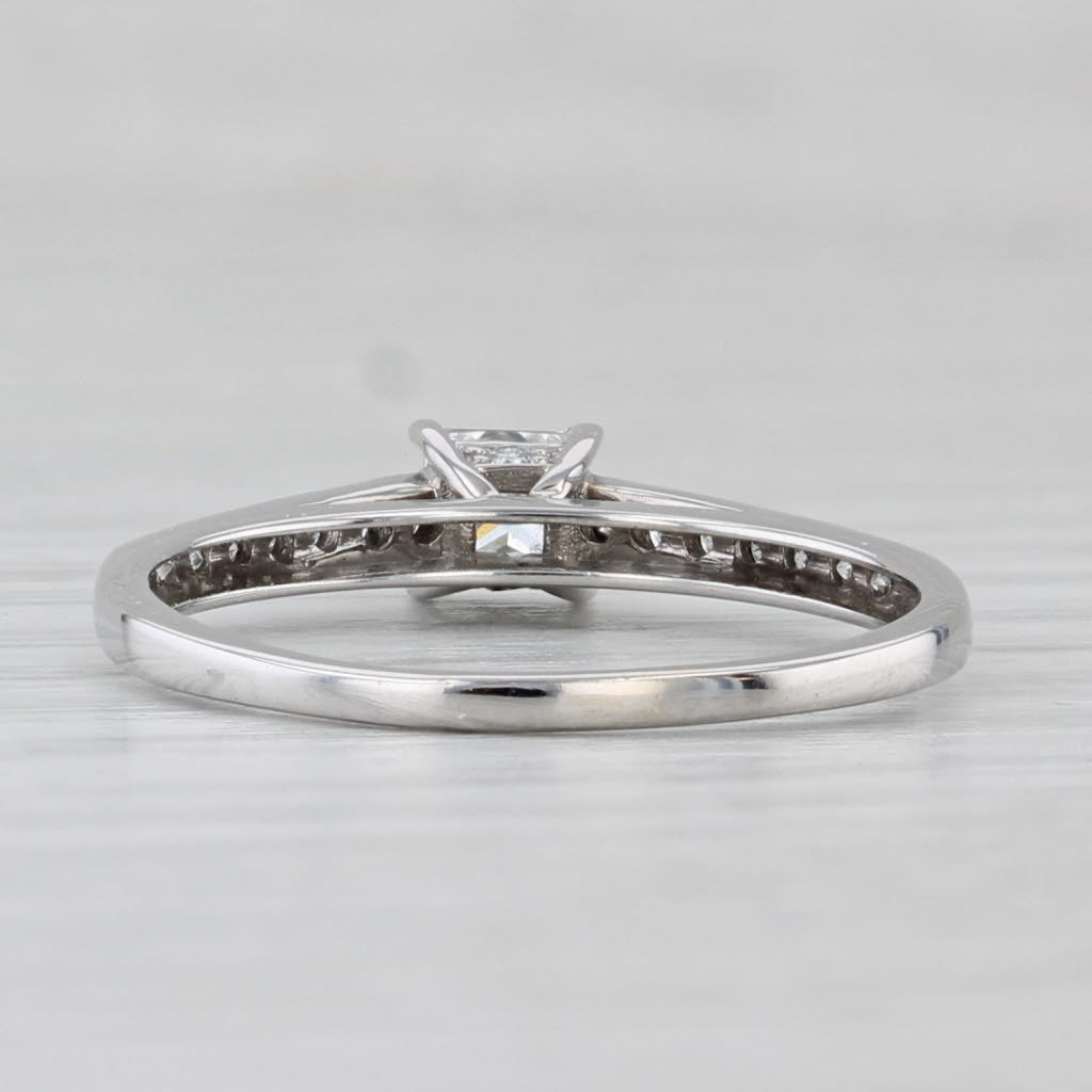 Light Gray 0.48ctw Princess Diamond Engagement Ring 18k White Gold Size 7.5