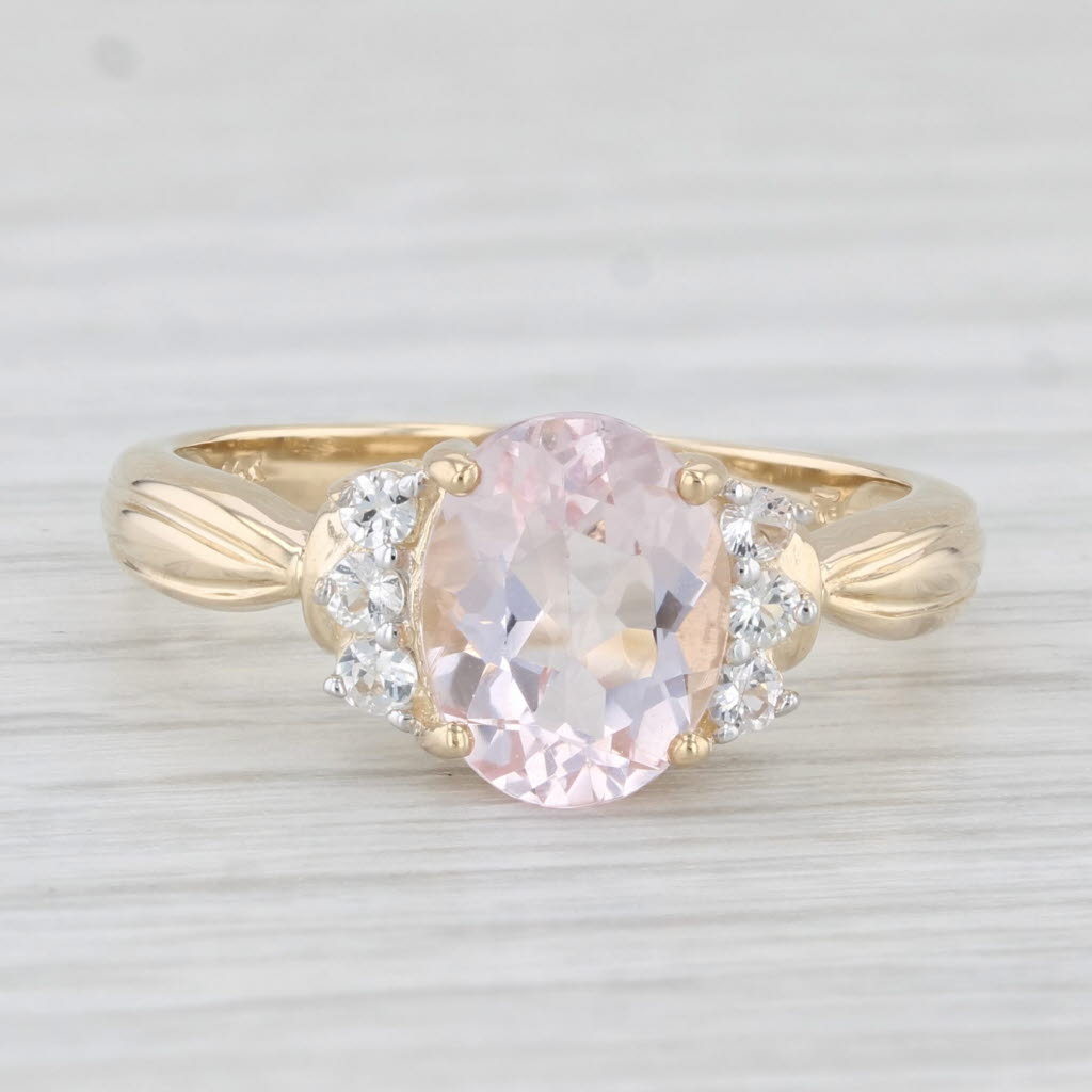 Light Gray 1.82ctw Pink Morganite Topaz Ring 14k Yellow Gold Size 7