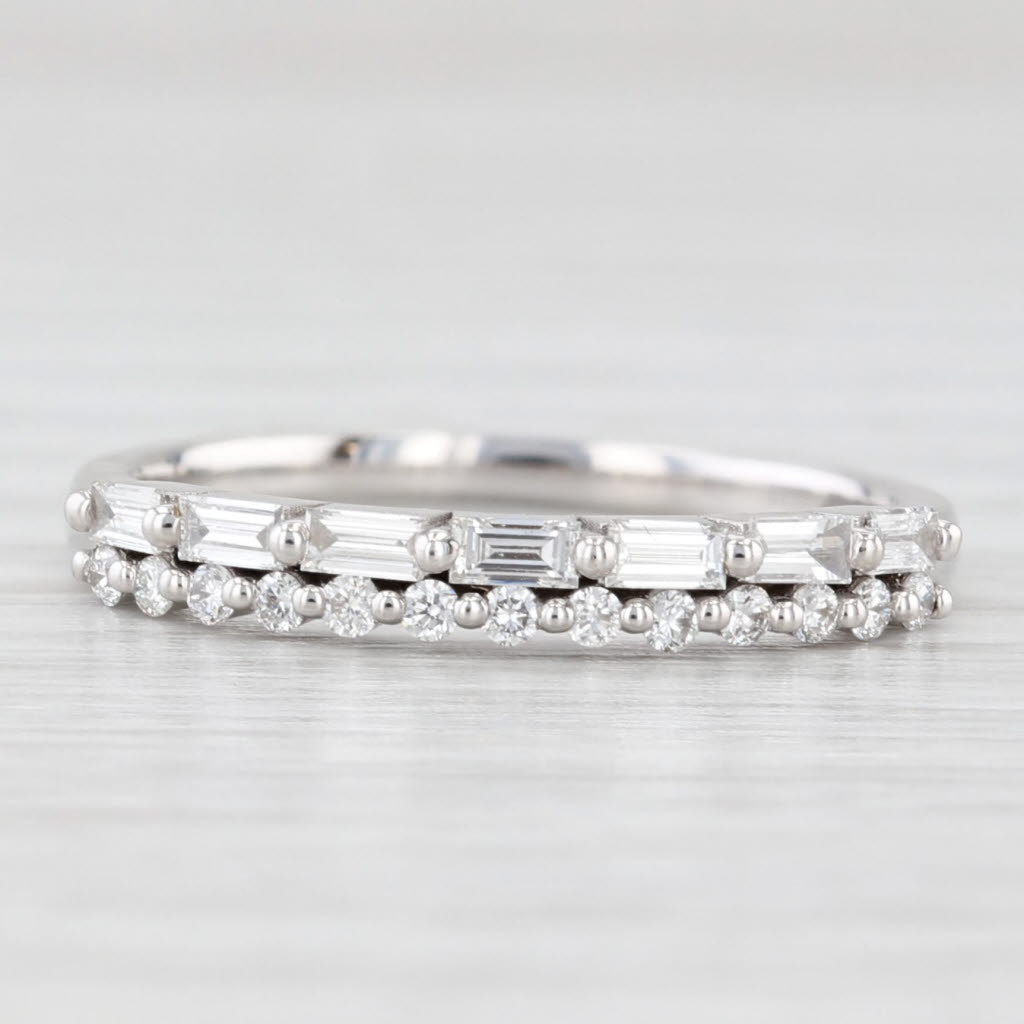 Light Gray New 0.34tw Diamond Wedding Band 14k White Gold Stackable Anniversary Ring 6.25
