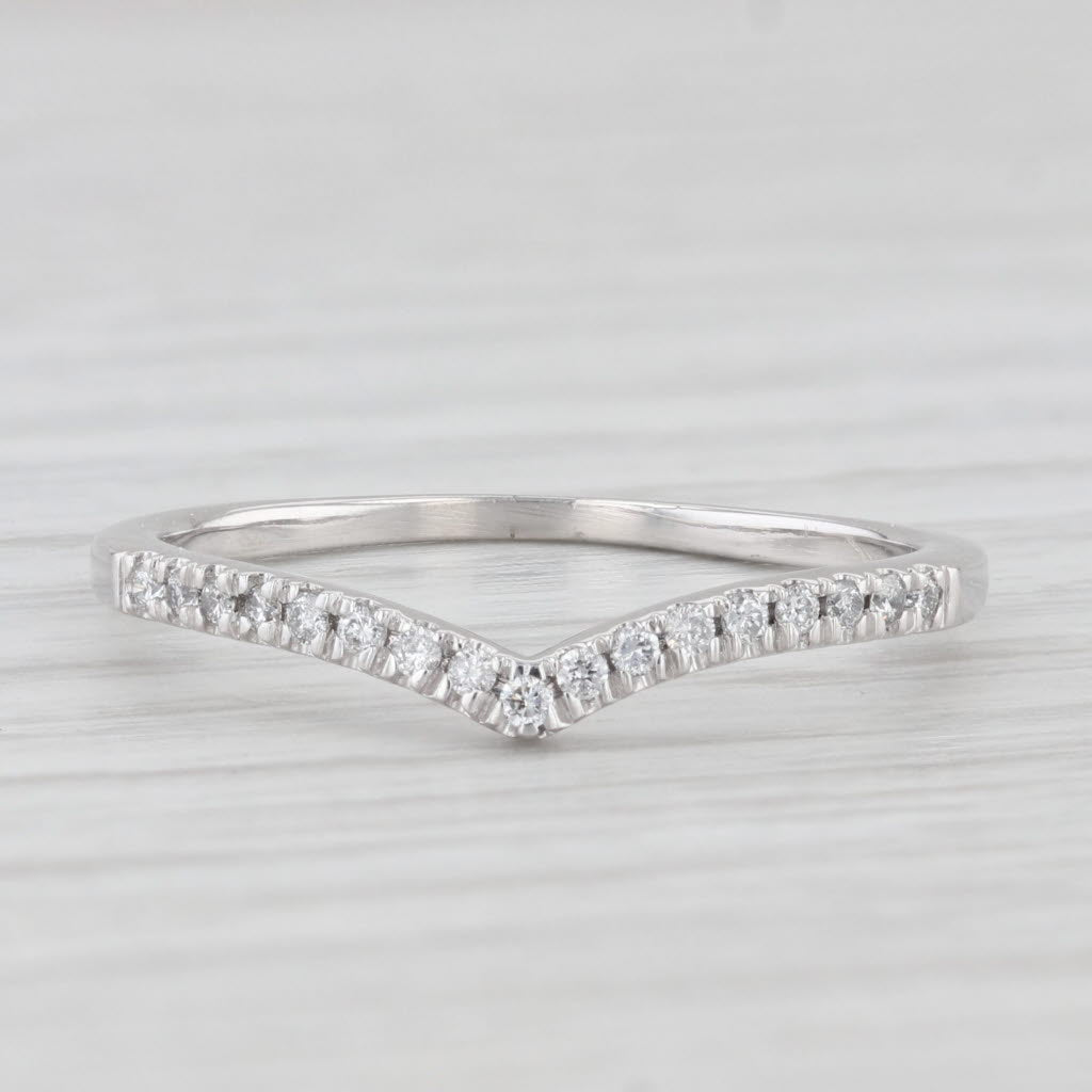 Light Gray 0.15ctw Diamond Contoured Ring Guard Stackable Wedding Band Sz 8 10k White Gold