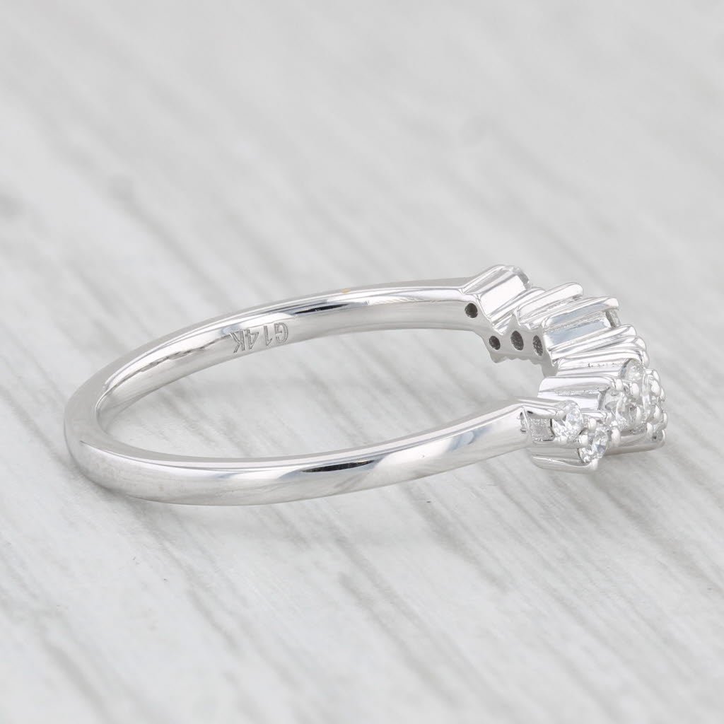 Light Gray New Lab Created Diamond Ring Guard 14k White Gold Sz 6.25 Contoured Wedding Band