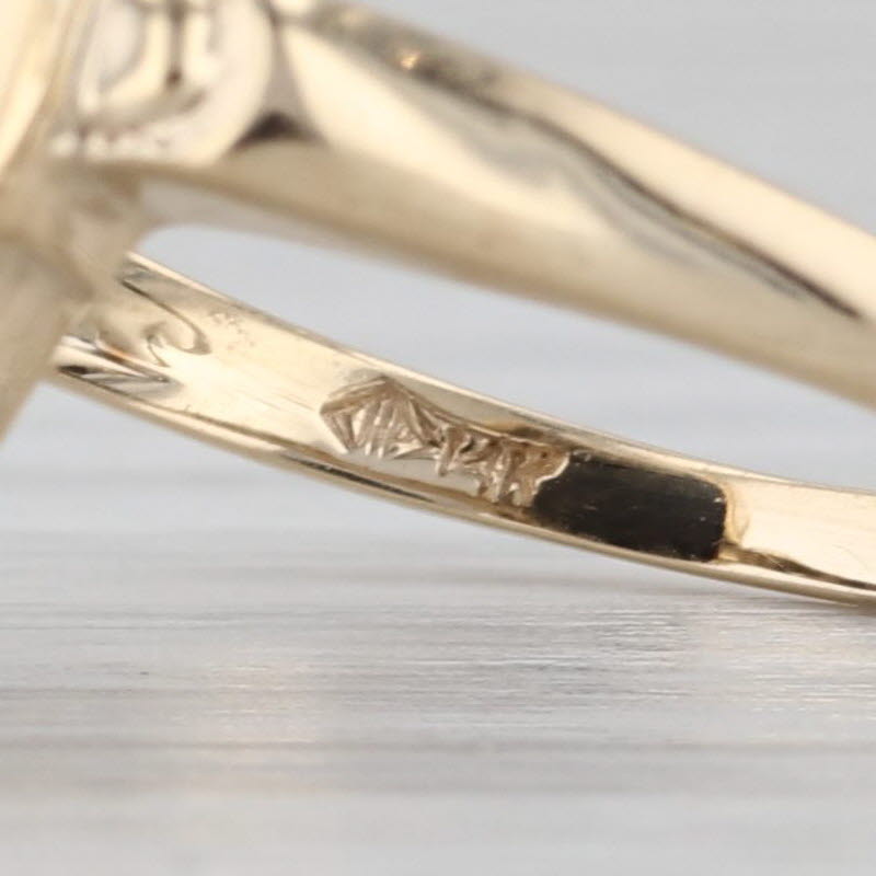 Onyx Oval Cabochon Solitaire Ring 14k Yellow Gold Size 8