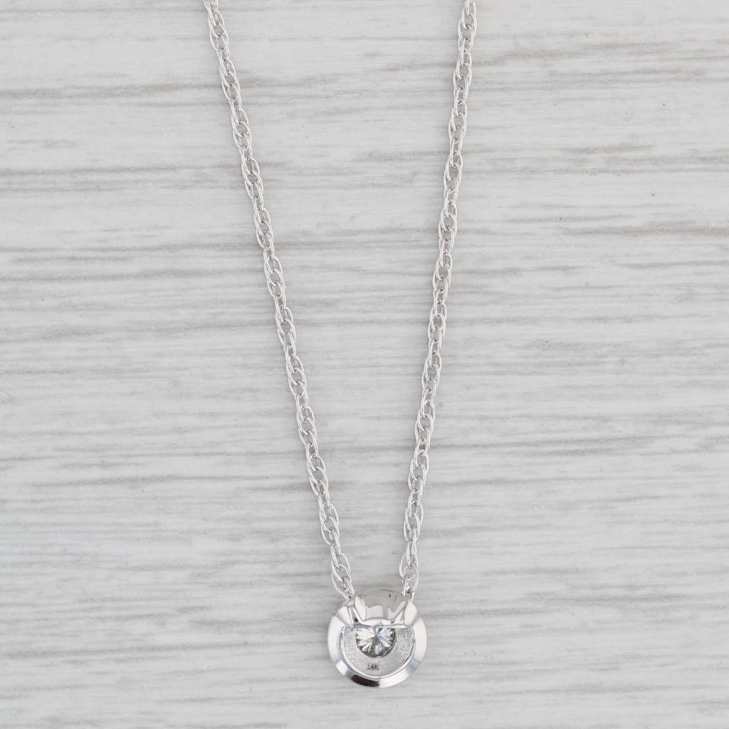 Light Gray 0.14ct VS2 Diamond Solitaire Pendant Necklace 14k White Gold 19.5" Rope Chain