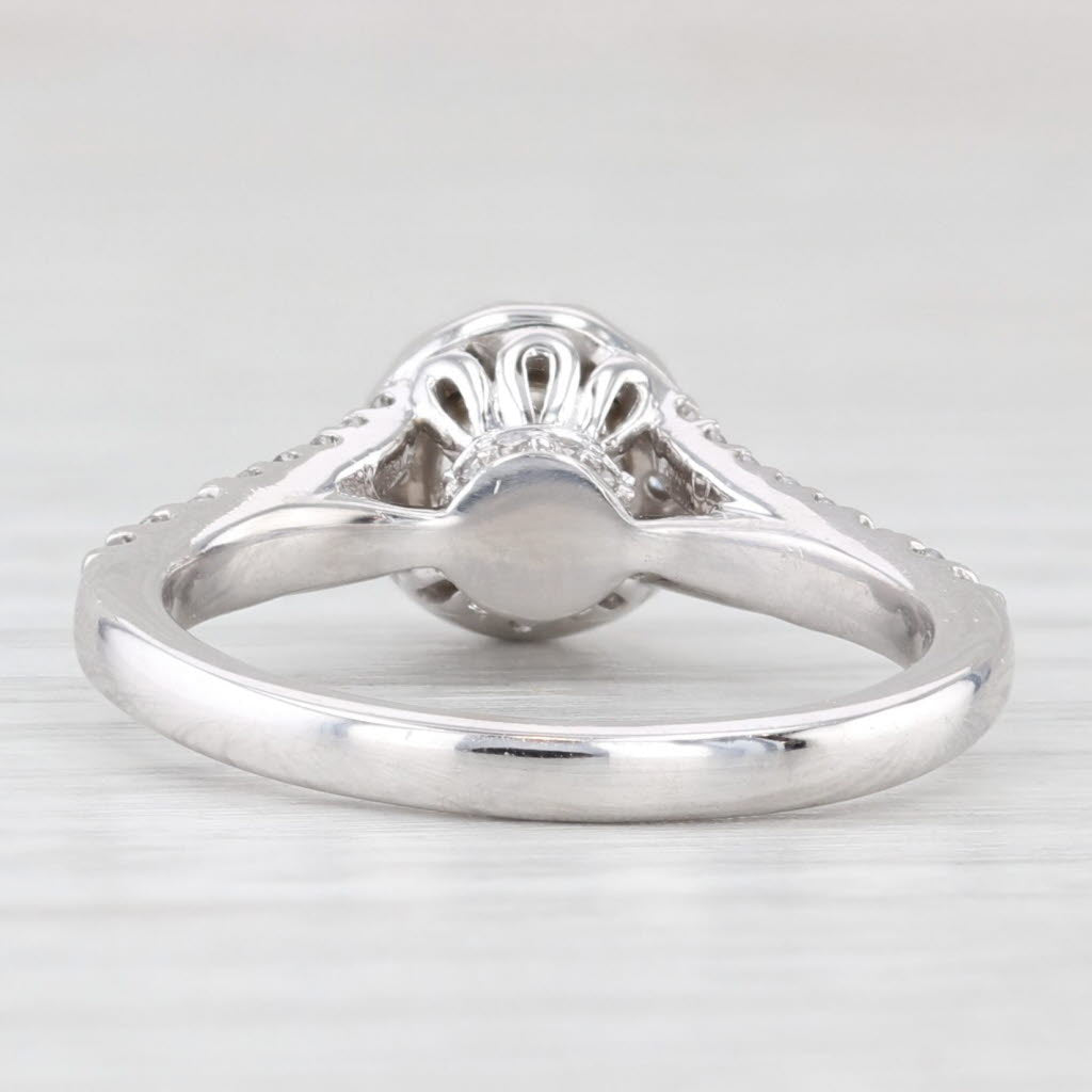Light Gray 0.94ctw Round Diamond Halo Engagement Ring 14k White Gold Sz 6.75 GIA Cathedral