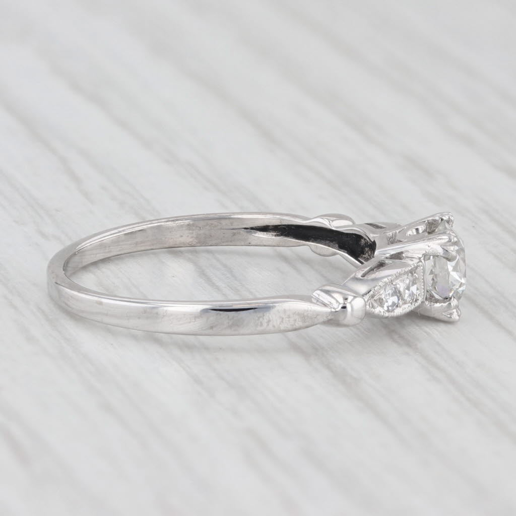 Light Gray 0.43ctw Diamond Engagement Ring 18k White Gold Size 4.75 Vintage Old European