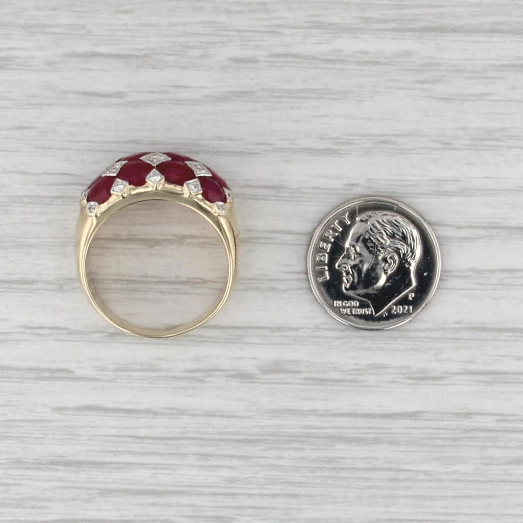 5.97ctw Ruby Diamond Domed Ring 14k Yellow Gold Size 8.25 Cocktail