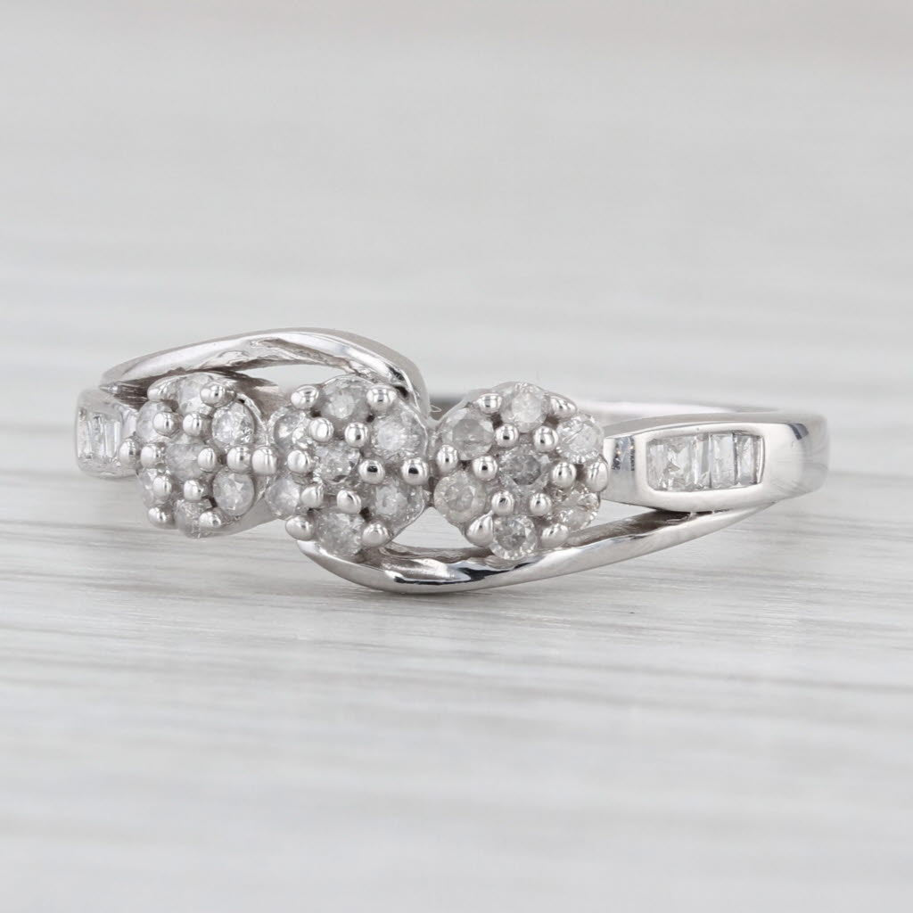 0.37ctw Diamond Cluster Ring 10k White Gold Stackable Size 6.25