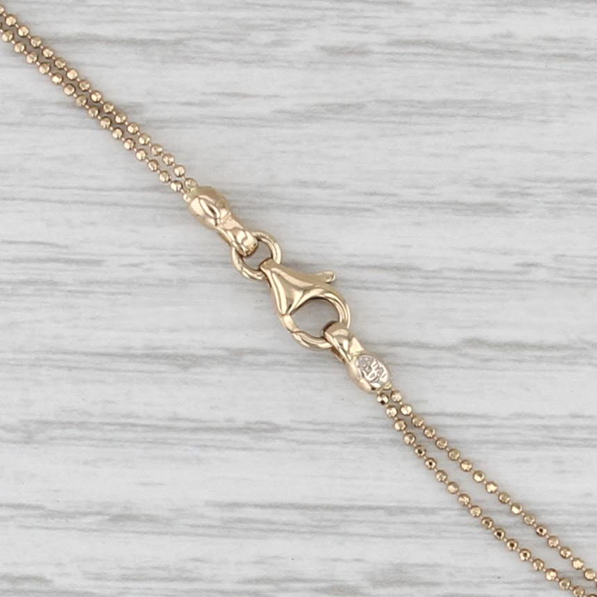 2-Toned Flower Station Bead Chain Necklace 14k Yellow White Gold 16" Floral